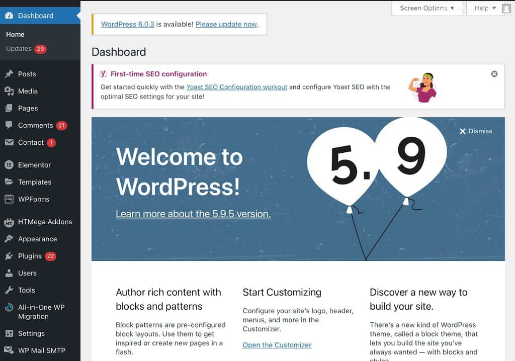 login to WordPress dashboard 