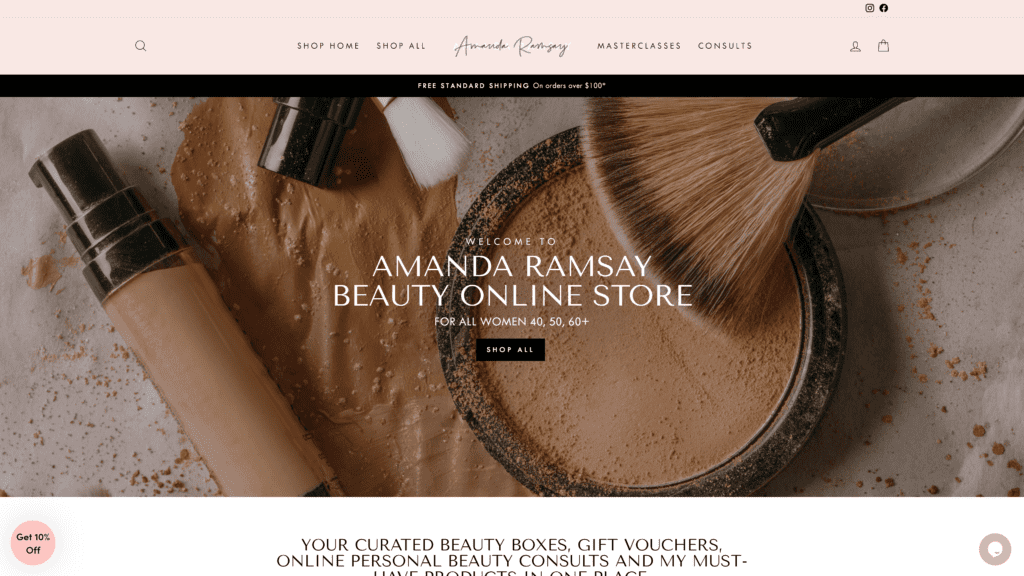 screenshot of the amanda ramsay homepage