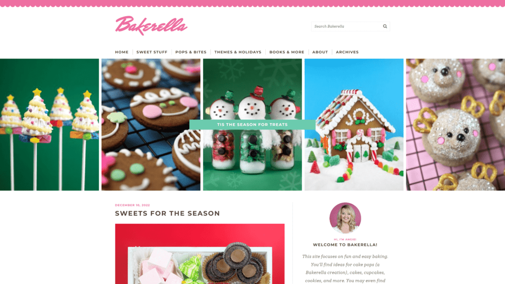 screenshot of the bakerella homepage