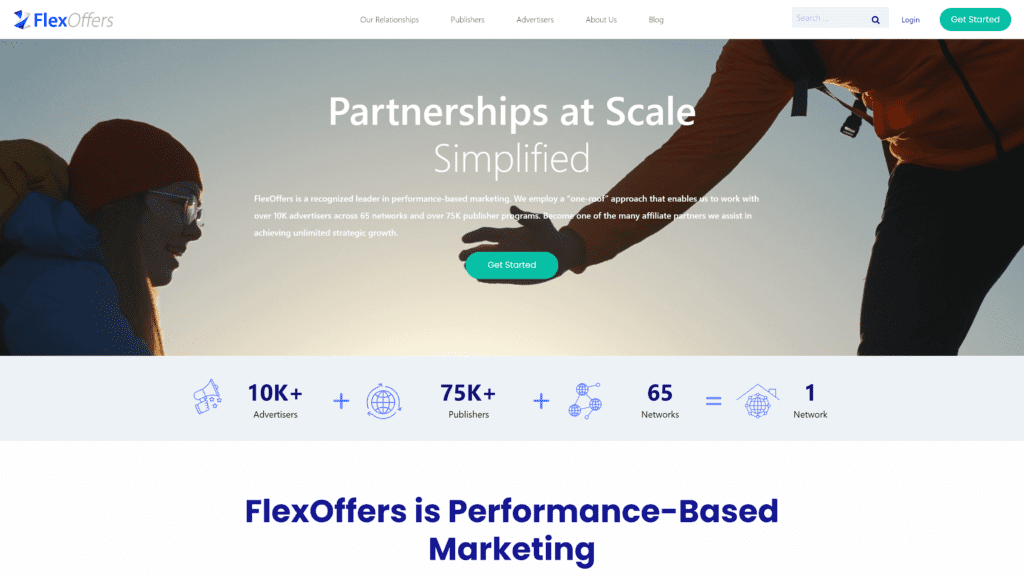 screenshot of the flex offers homepage