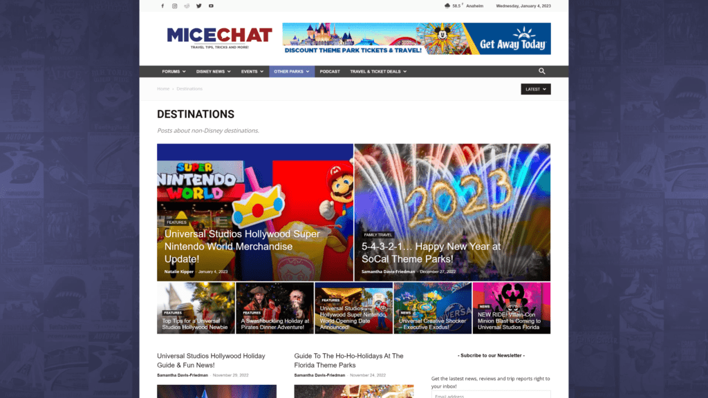 screenshot of the micechat homepage