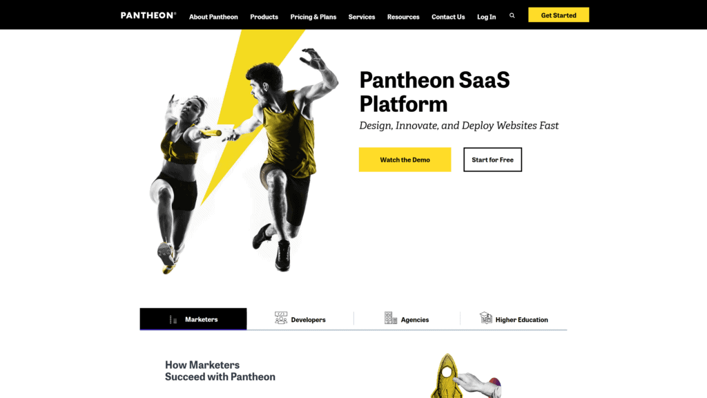 screenshot of the pantheon homepage