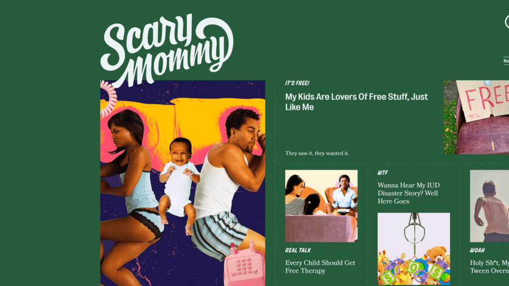 screenshot of the scary mommy homepage