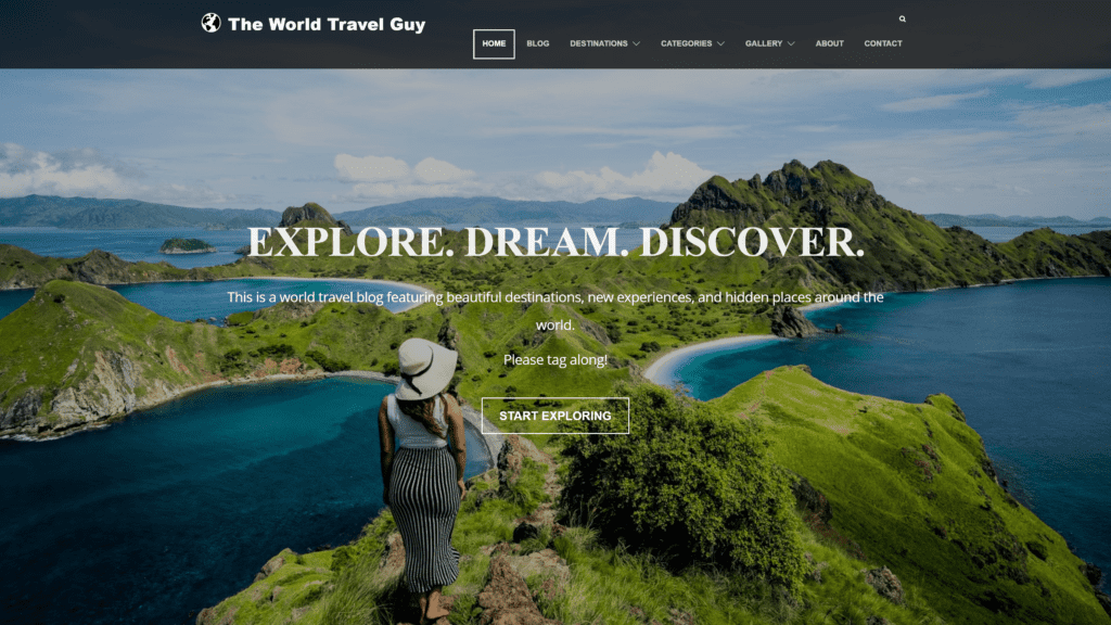 screenshot of the world travel guy homepage