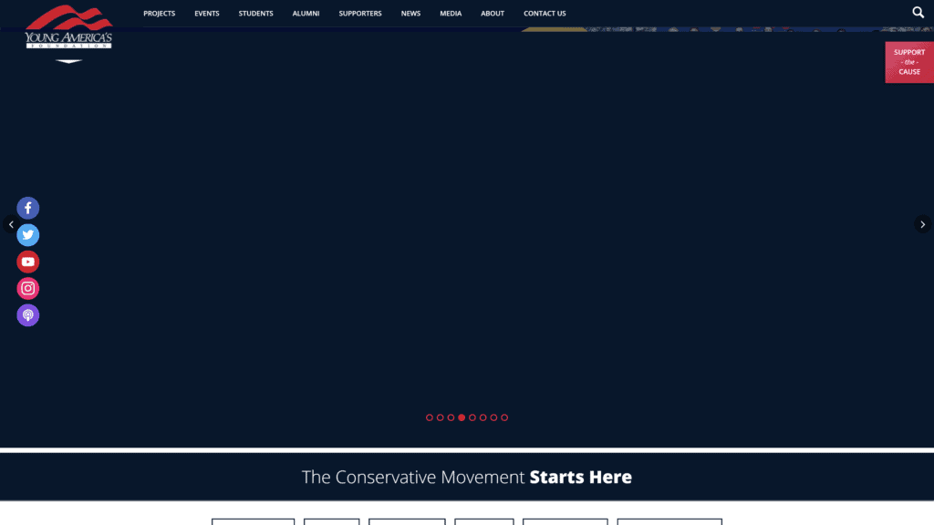 Young Americas Foundation homepage screenshot 1