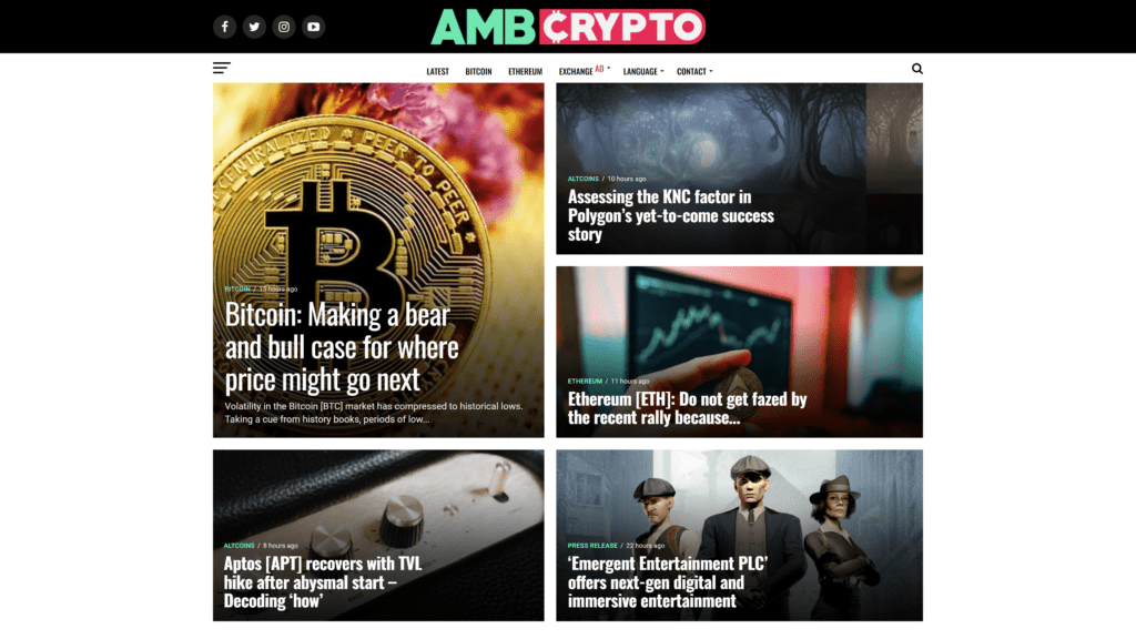 a screenshot of the AMBcrrypto homepage