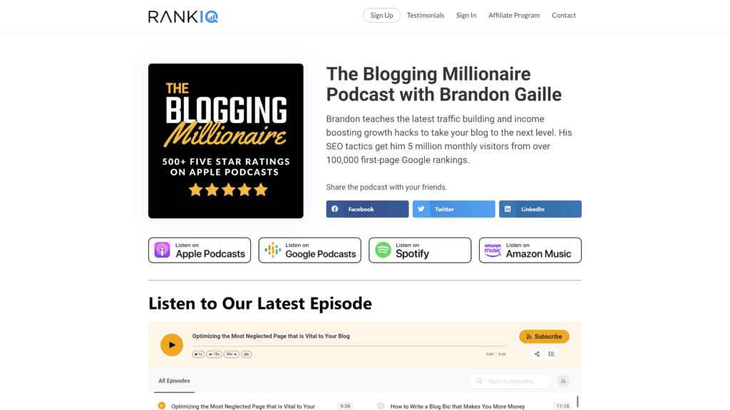 bloggingmillionaire homepage screenshot 1