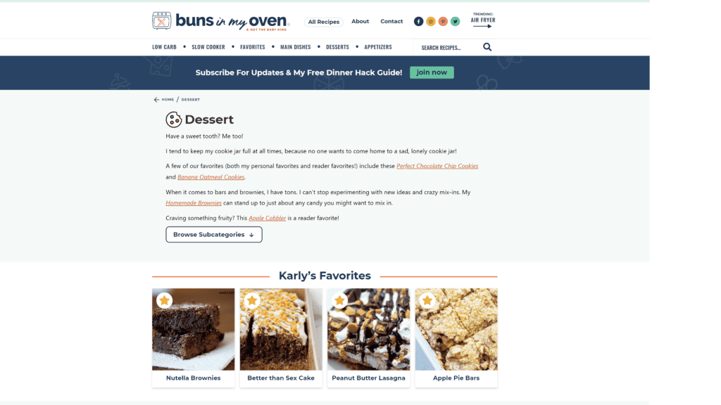 a screenshot of the buns in my oven homepage