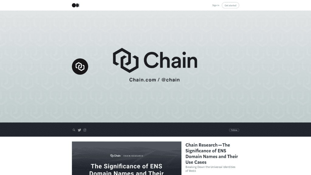 a screenshot of the chain blog homepage