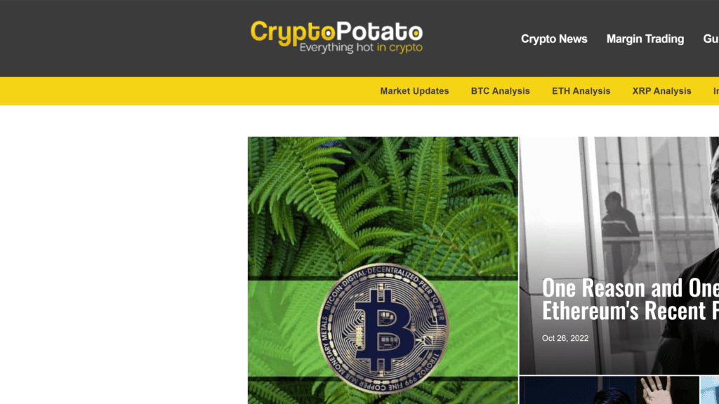a screenshot of the cryptopotato homepage