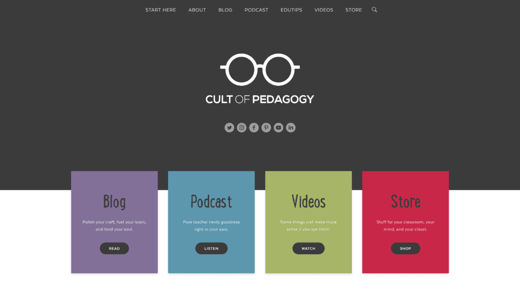 screenshot of the cult of pedagogy homepage