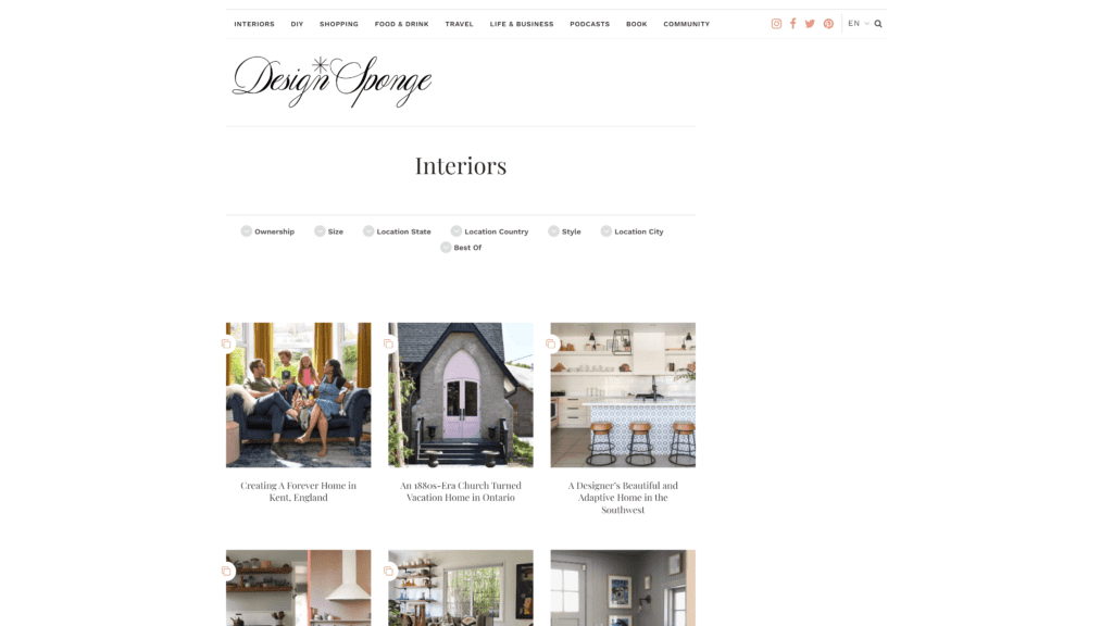 designsponge homepage screenshot 1