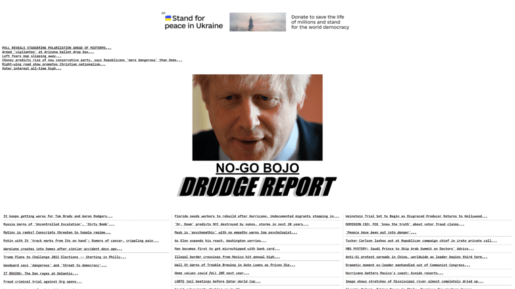 screenshot of the drudge report homepage