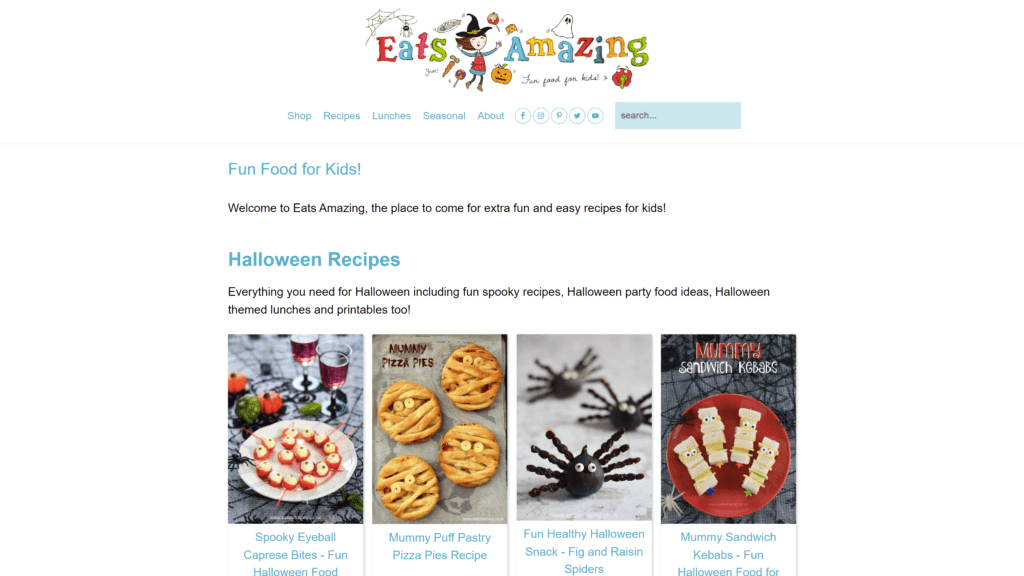 a screenshot of the eats amazing homepage