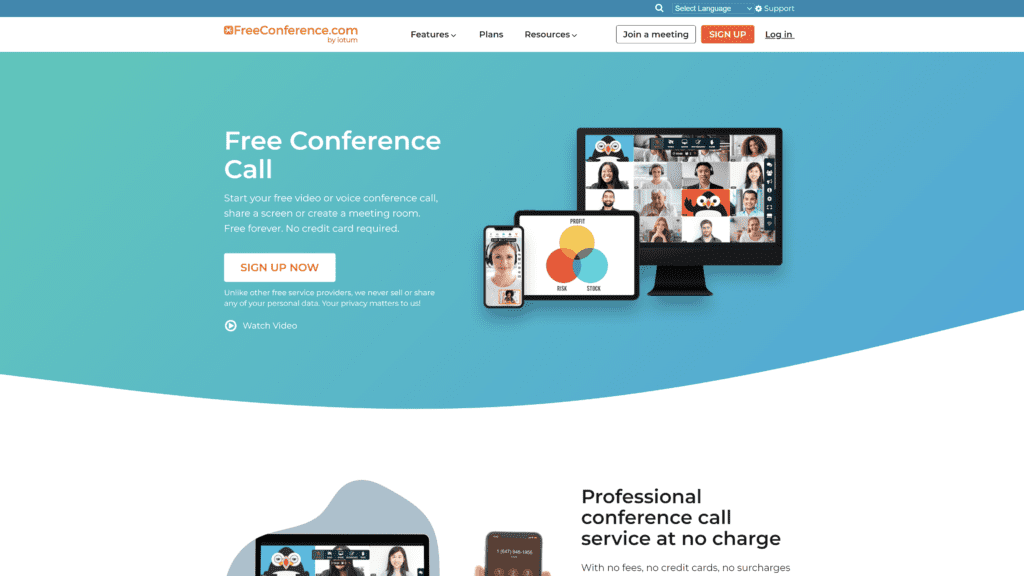 freeconference homepage screenshot 1
