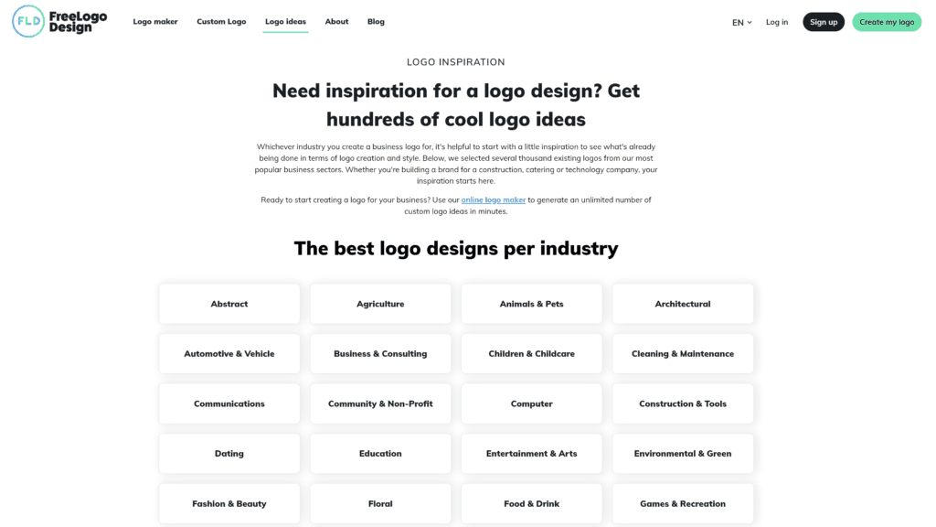 screenshot of the freelogodesign homepage