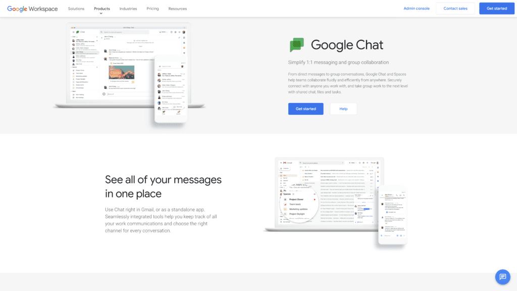 google chat homepage screenshot 1