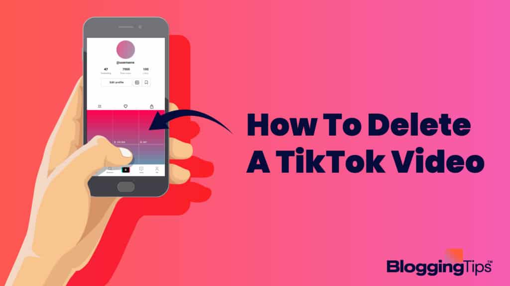 vector graphic showing how to delete a tiktok video