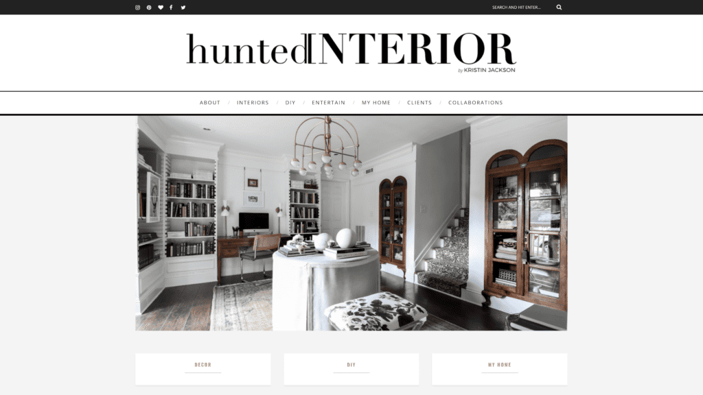 a screenshot of the hunted interior homepage