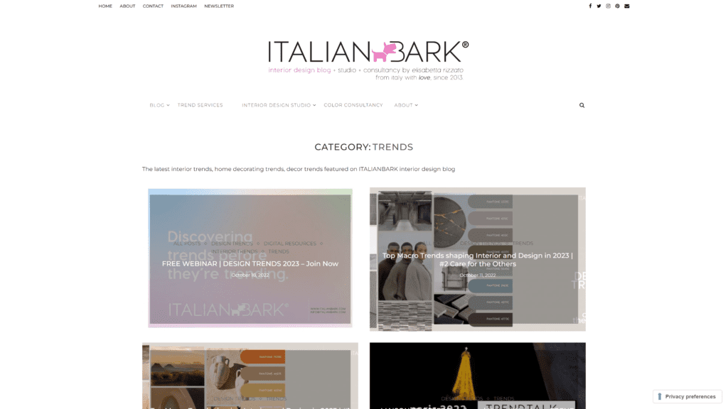 a screenshot of the italian bark homepage