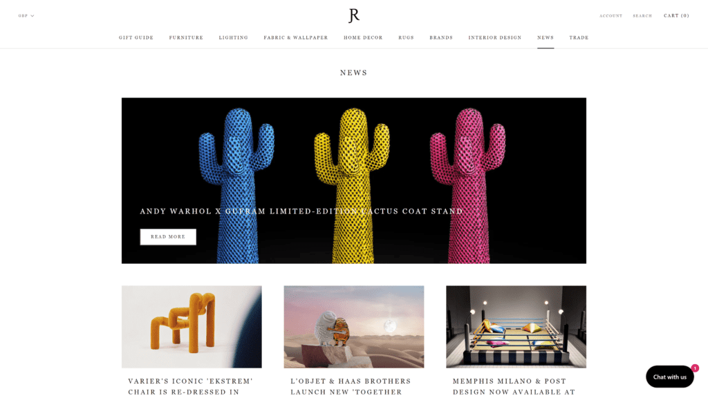 a screenshot of the jane richards interiors homepage