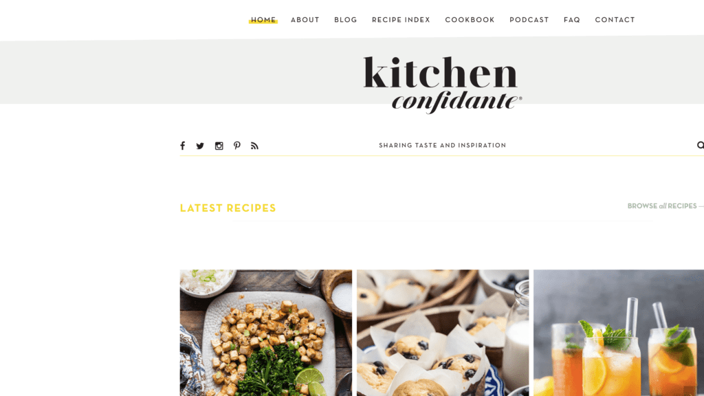 a screenshot of the kitchen confidante homepage