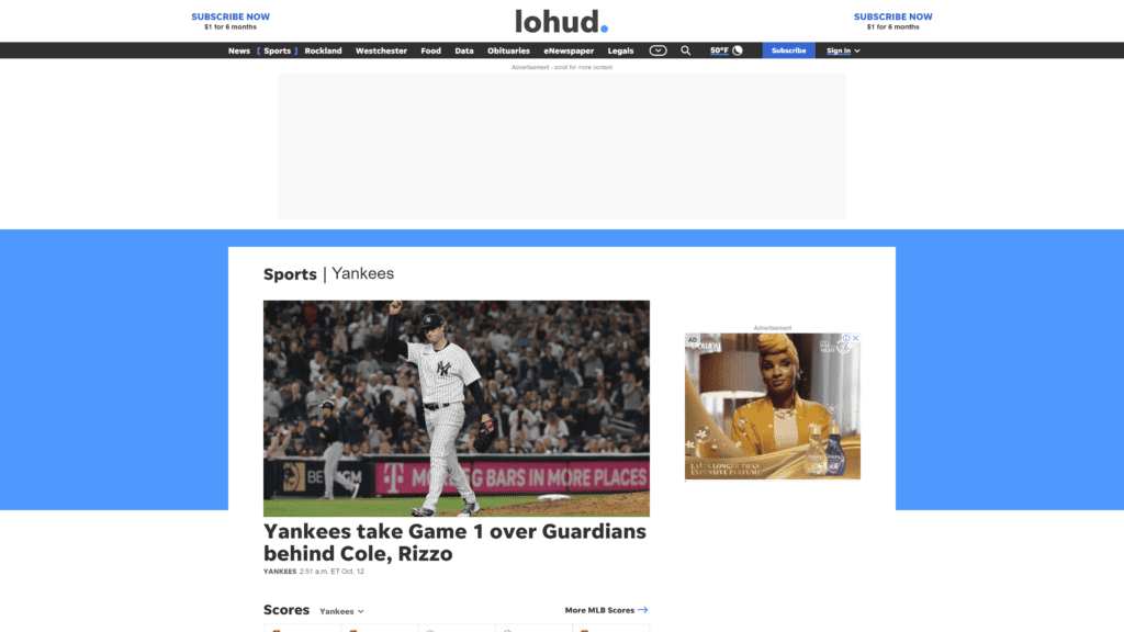 lohud yankees homepage screenshot 1