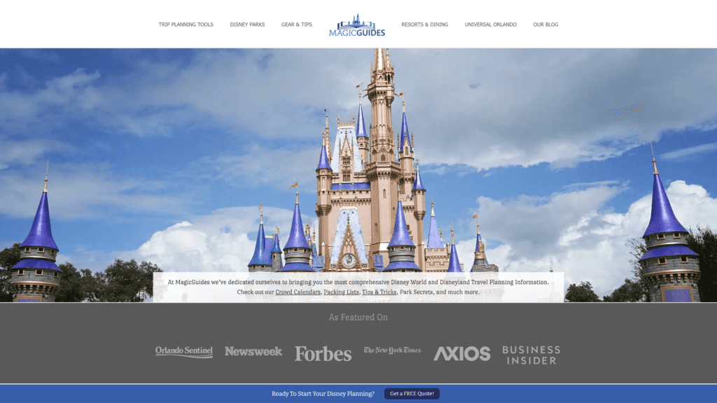 screenshot of the Magic Guides homepage