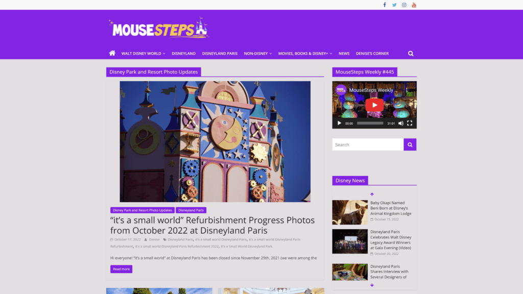 screenshot of the MouseSteps homepage