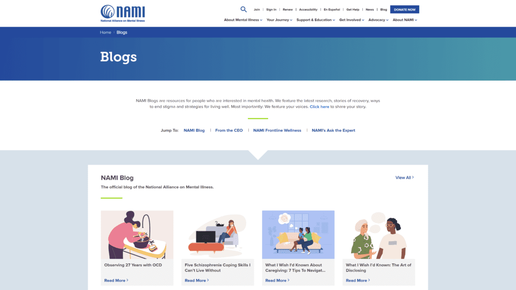 screenshot of the nami_blog homepage