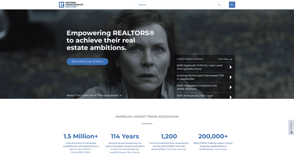 national association realtor homepage screenshot 1