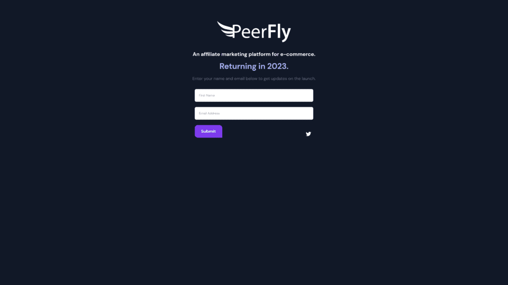 a screenshot of the peerfly homepage