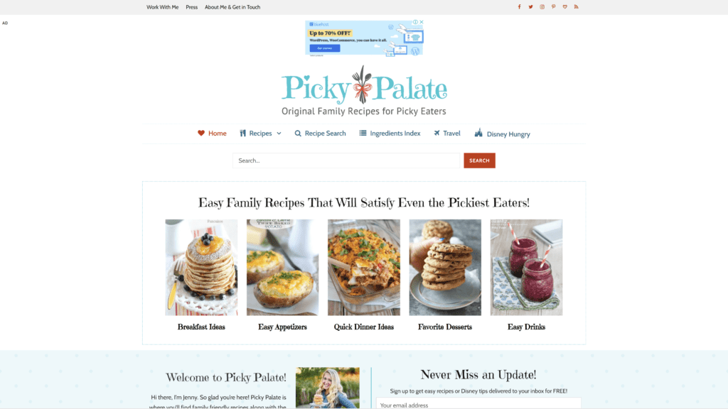 picky palate homepage screenshot 1
