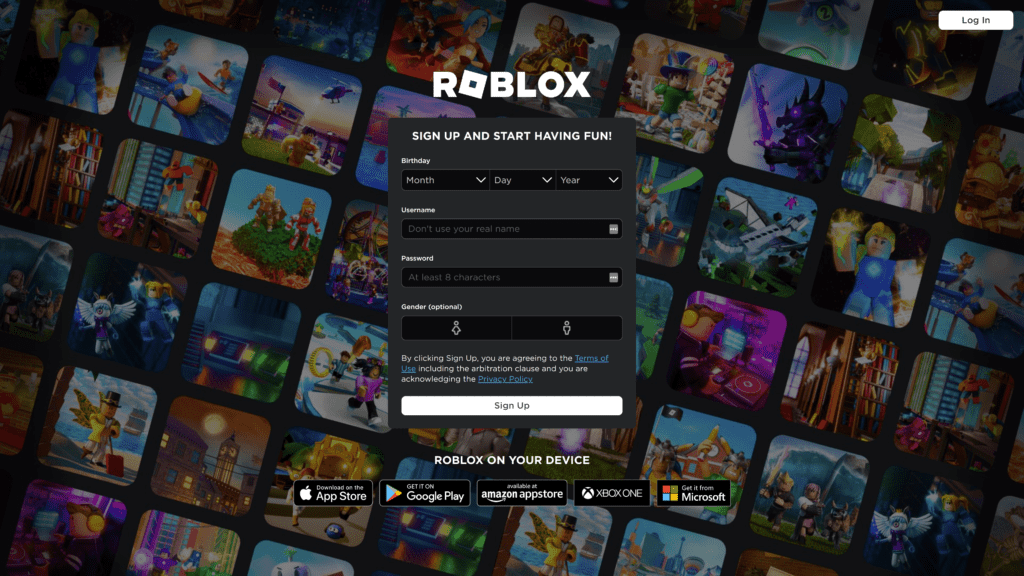 screenshot of the roblox affiliate program homepage