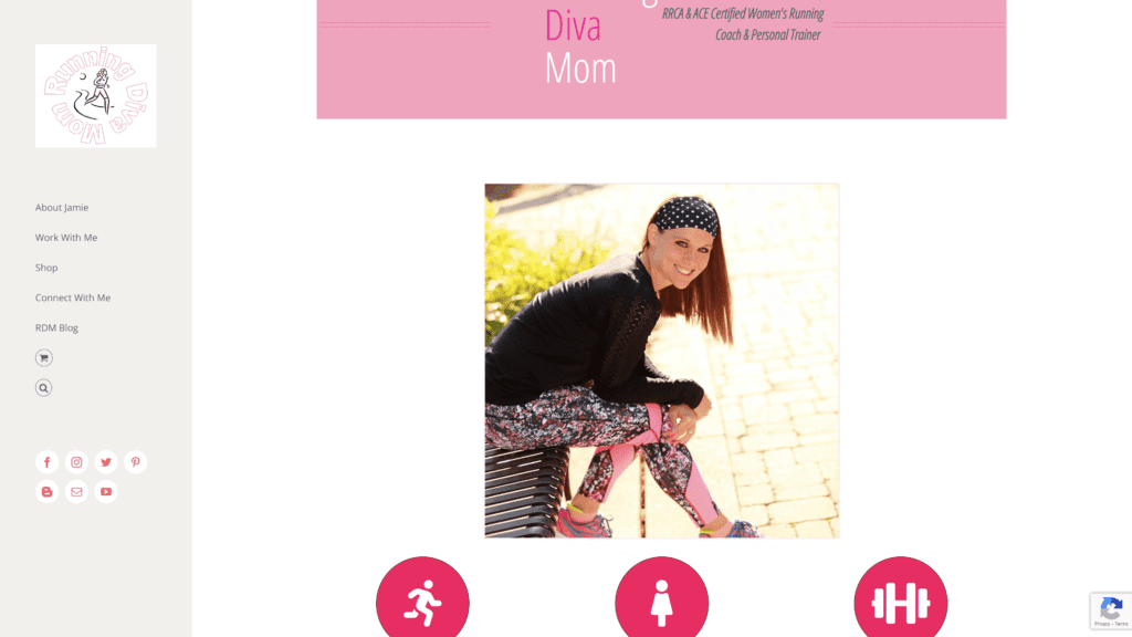 a screenshot of the running diva mom homepage