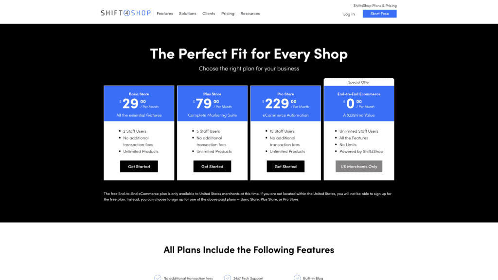 a screenshot of the shift4shop affiliate homepage