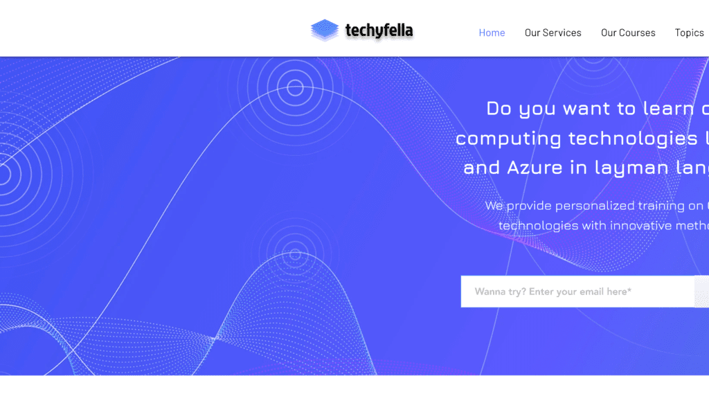 screenshot of the techyfella homepage