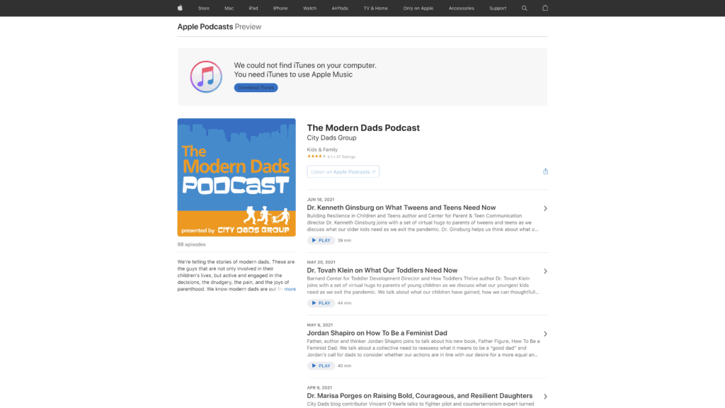 the modern dads podcast homepage screenshot 1