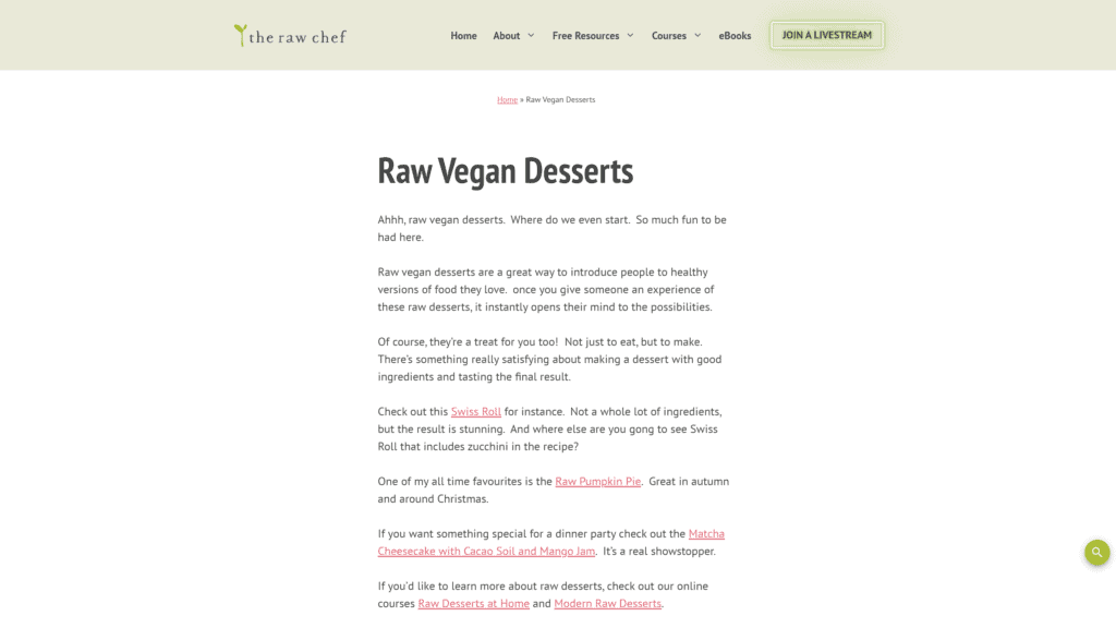 screenshot of the raw chef homepage