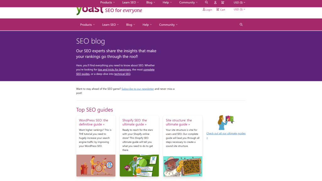 A screenshot of the yoast homepage