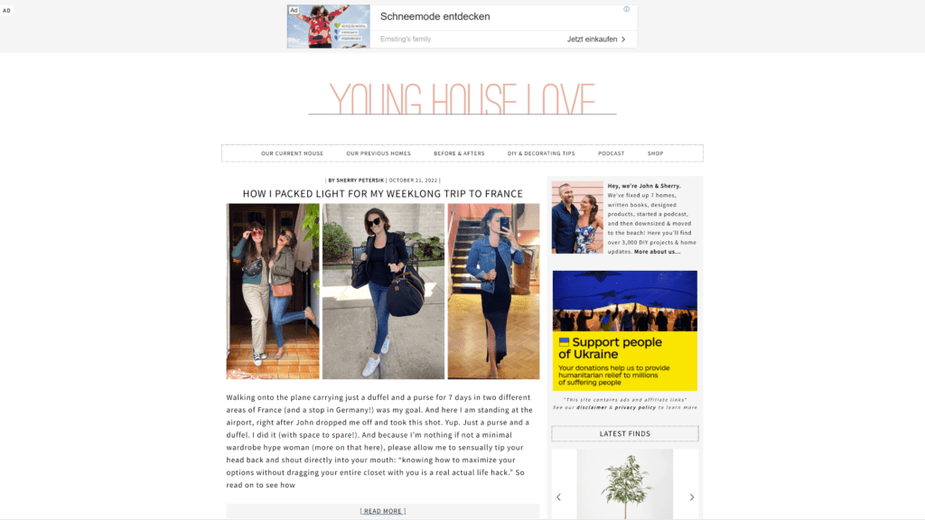 a screenshot of the young house love homepage