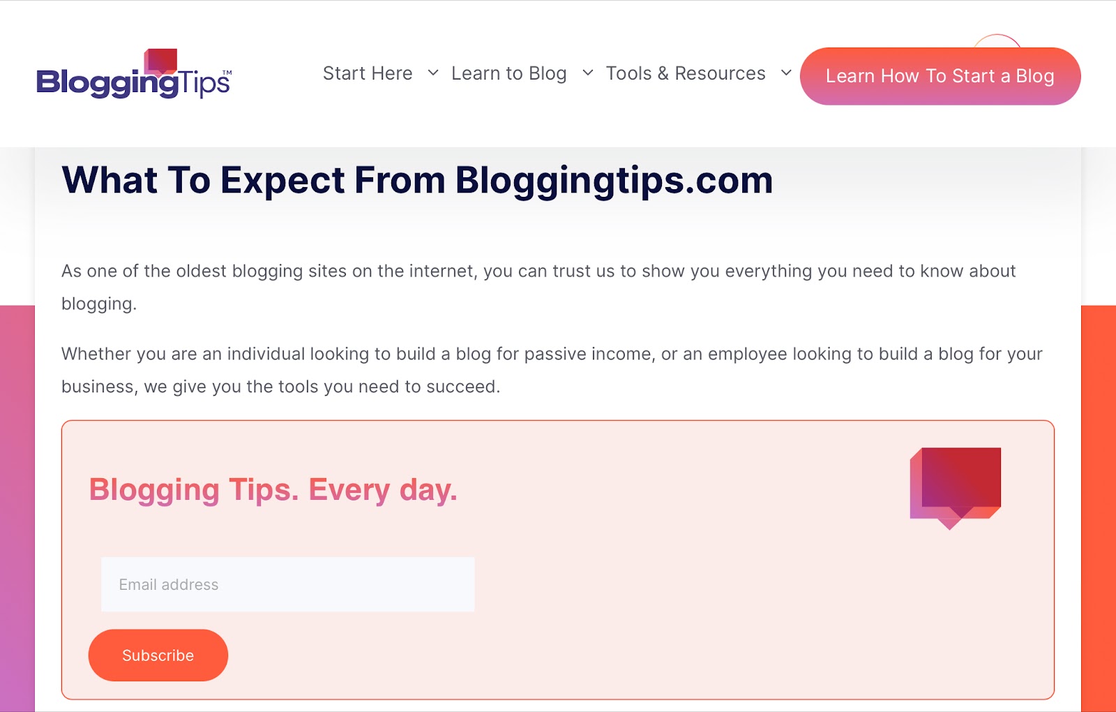 bloggingtips email subscribe 