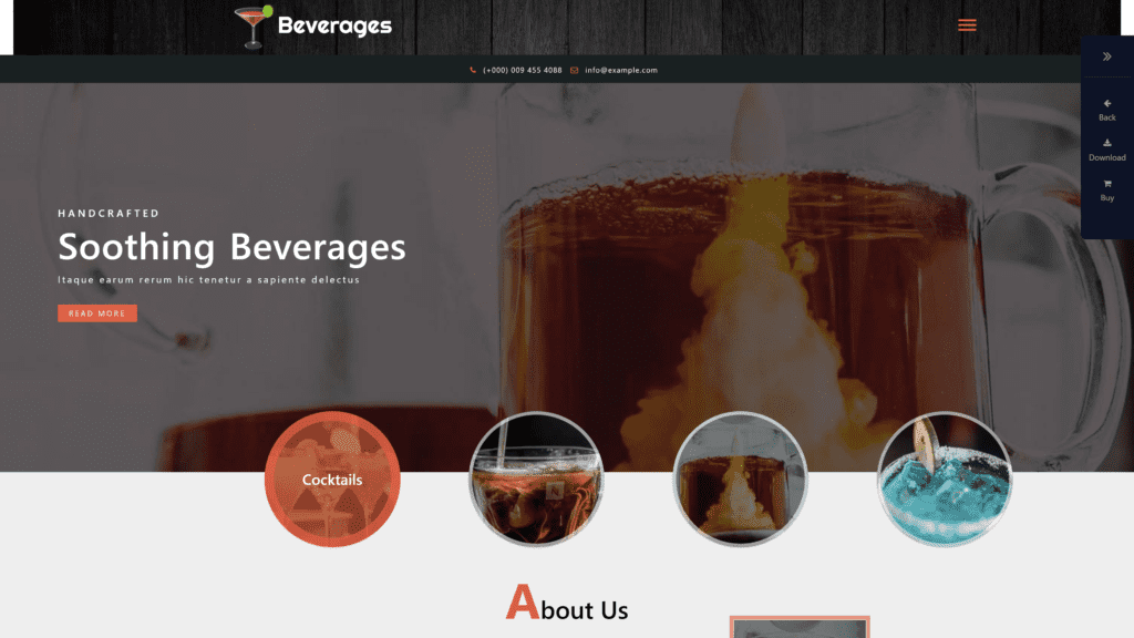 Beverages homepage screenshot 1