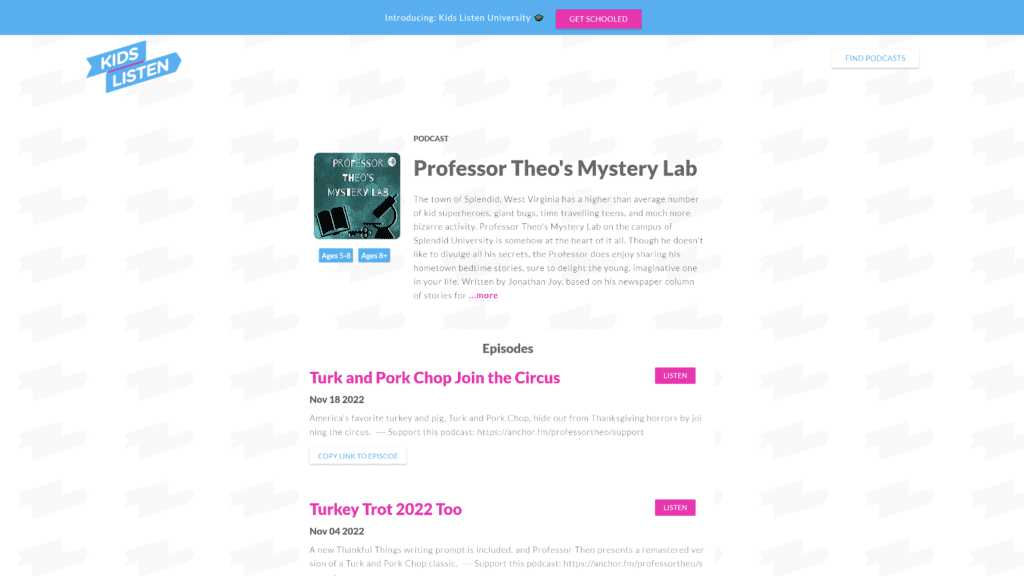 Professor Theos Mystery homepage screenshot 1