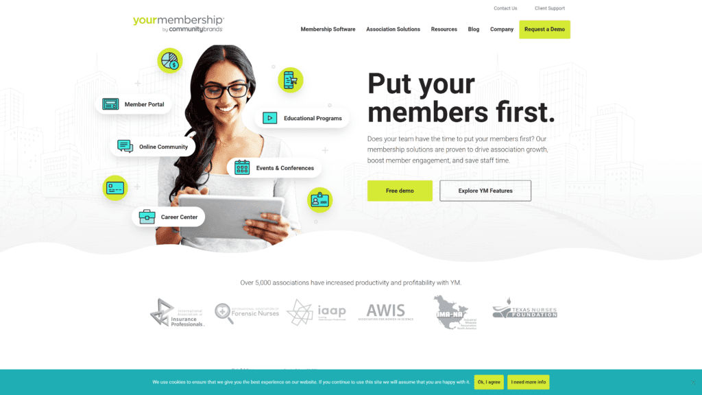 screenshot of the your membership homepage