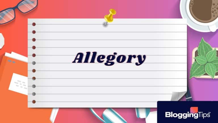 graphic showing the word allegory on a notecard illustration