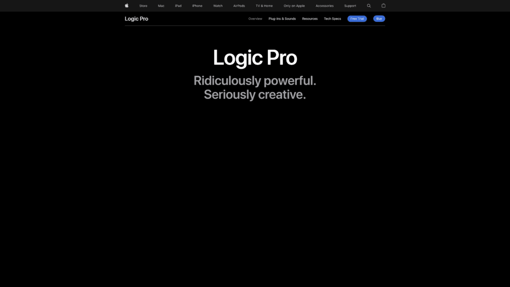 apple logic pro homepage screenshot 1