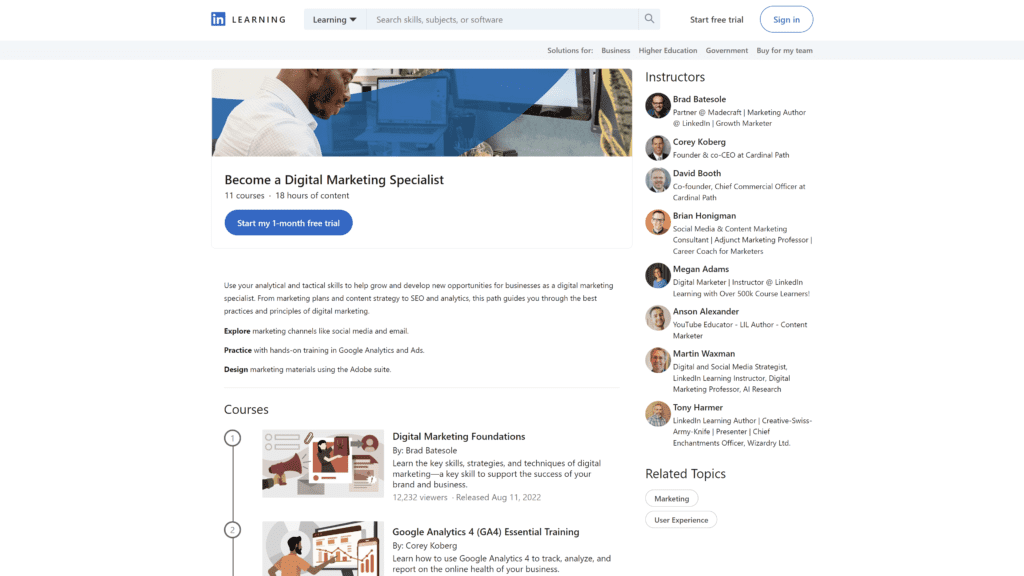 become a digital marketing specialist homepage screenshot 1