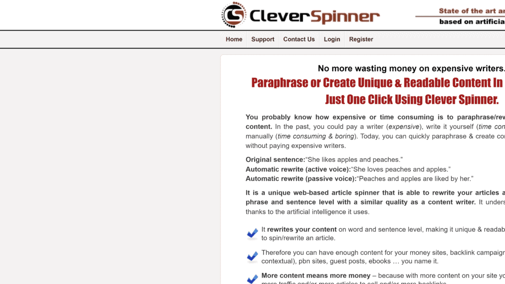 cleverspinner homepage screenshot 1