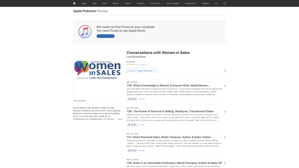 conversations with women in sales homepage screenshot 1